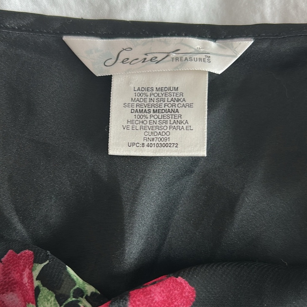 Y2K Black Floral Rose Lingerie Mini Slip Dress Women’s Size Medium - Picture 10 of 17